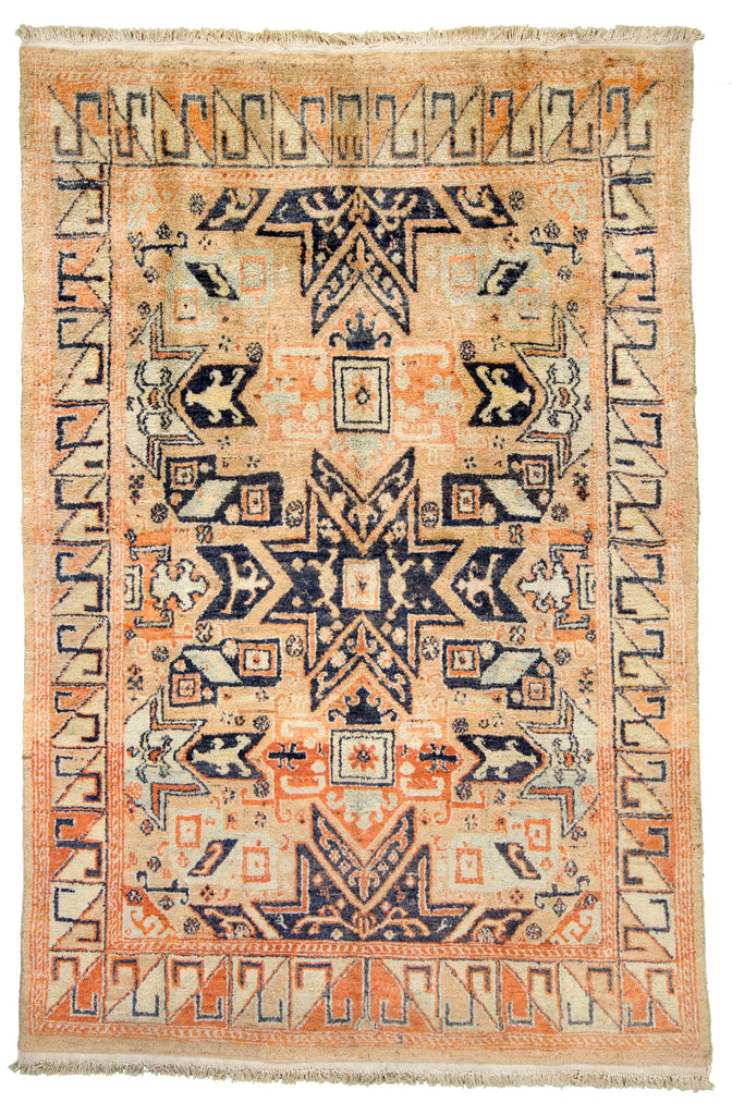 Moroccan Star Kazak Design Hand-Made Wool Rug - Tabak Rugs
