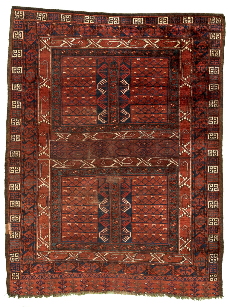 Turkmen Hachla Hand-Made Wool Rug - Tabak Rugs