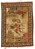 Middle-Eastern Pictural Hand-Made Wool Rug - Tabak Rugs