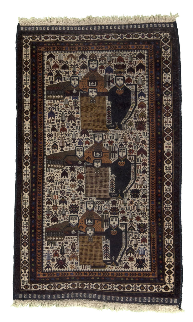 Afghani Pictural Hand-Made Wool Rug - Tabak Rugs
