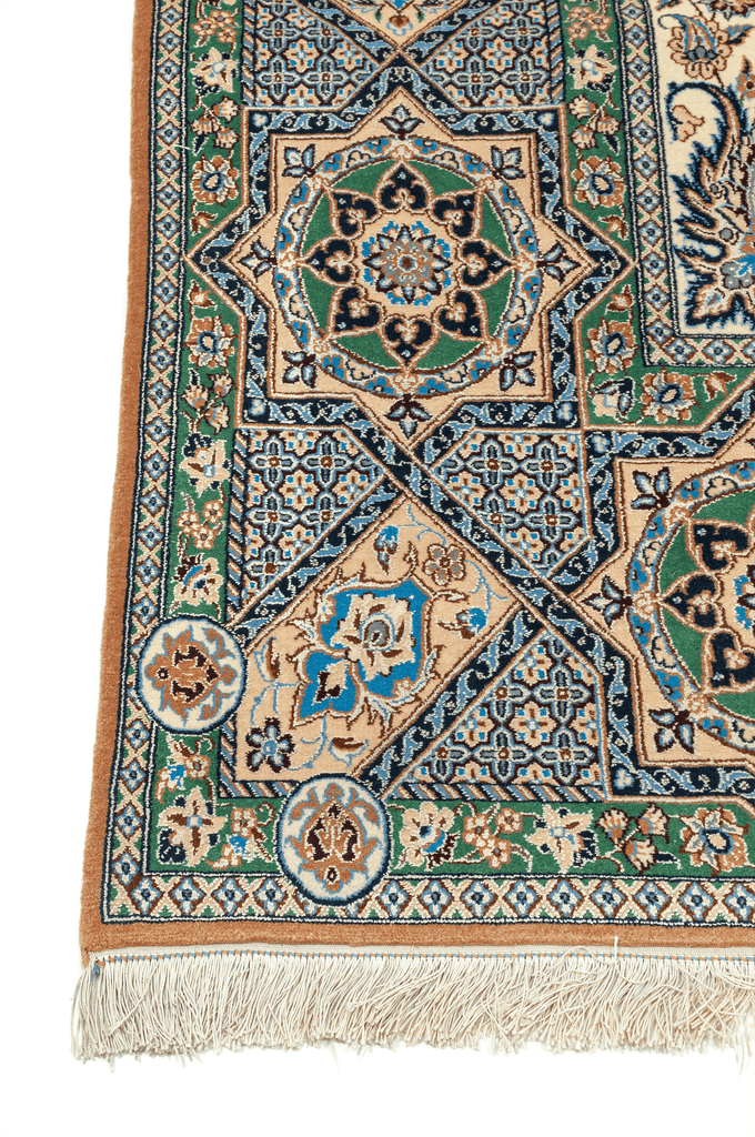 Persian Nain Akhbari Hand-Made Wool, Silk Rug - Tabak Rugs