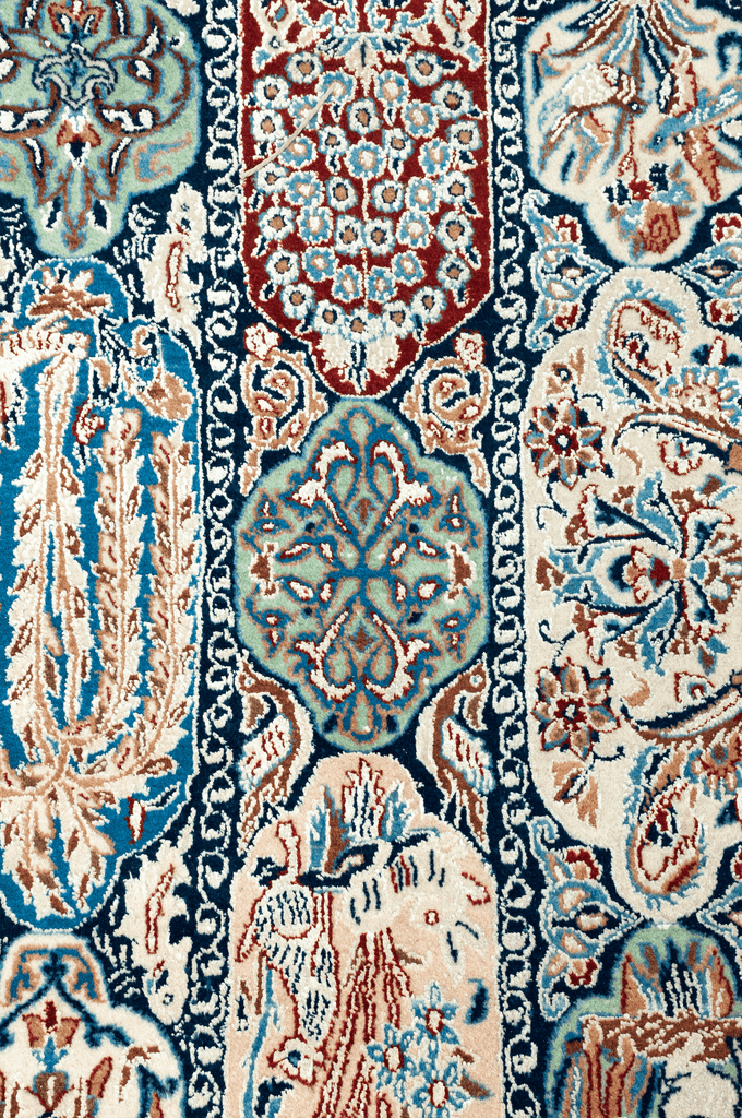 Persian Striped Nain Hand-Made Wool, Silk Rug - Tabak Rugs